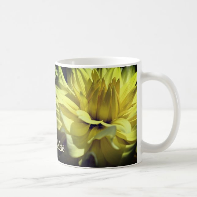 Yellow Dahlia Flower Personalised Coffee Mug (Right)