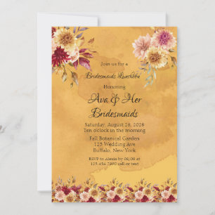 Yellow Dahlia Flowers Bridesmaids Luncheon Invitation