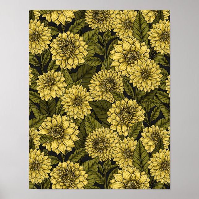 Yellow Dahlia garden Poster (Front)