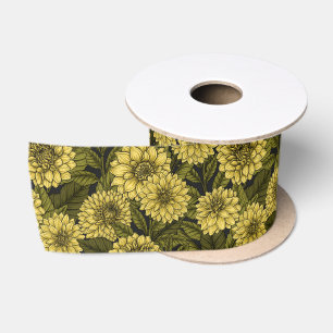Yellow Dahlia garden Satin Ribbon