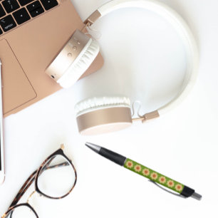 Yellow Dahlia on Green Floral Pattern