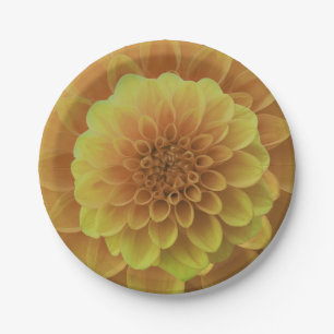 Yellow Dahlia Paper Plate