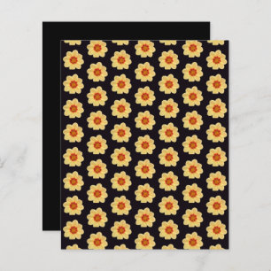 Yellow Dahlia Pattern on Black Scrapbook Paper