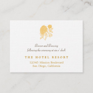 Yellow dahlia simple wedding reception enclosure card