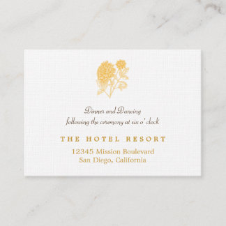 Yellow dahlia simple wedding reception enclosure card