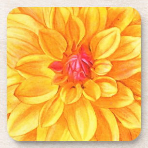Yellow Dahlia watercolor Coaster