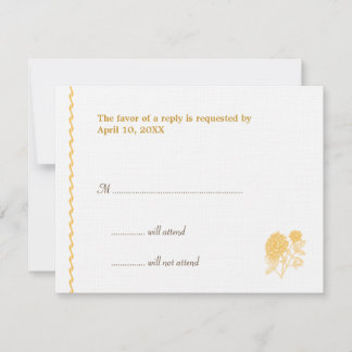 Yellow dahlia wedding enclosure RSVP response card