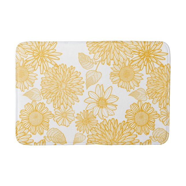 Yellow Dahlias & Daisies Bath Mat (Front)