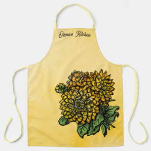 Yellow Dahlias Floral  Apron
