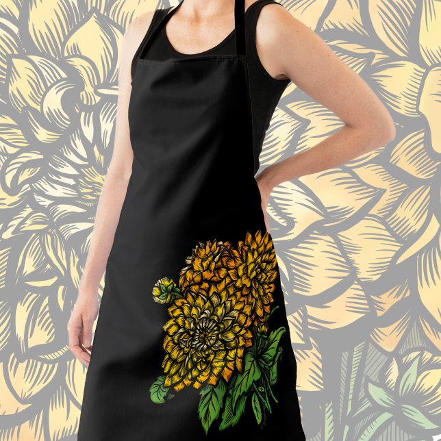 Yellow Dahlias Floral  Apron (Creator Uploaded)