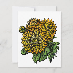 Yellow Dahlias Floral Card