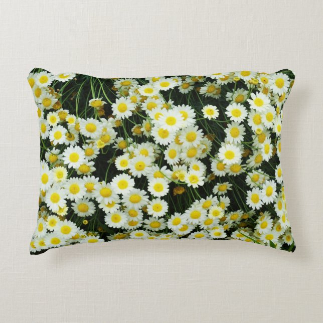 Yellow Dainty Daisy Flower Buttons,  Decorative Cushion (Front)