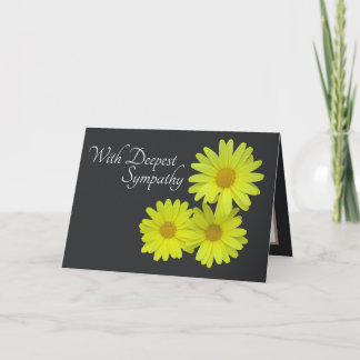 Yellow Daisies Against Grey Background Sympathy Card