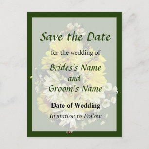 Yellow Daisies and White Mums Save the Date Set Announcement Postcard