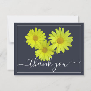 Yellow Daisies Colourful Navy Background Thank You Postcard