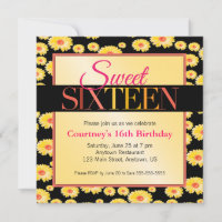 Yellow Daisies Girly Sweet 16 Birthday