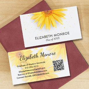Yellow Daisies Graduate QR Code Calling Card