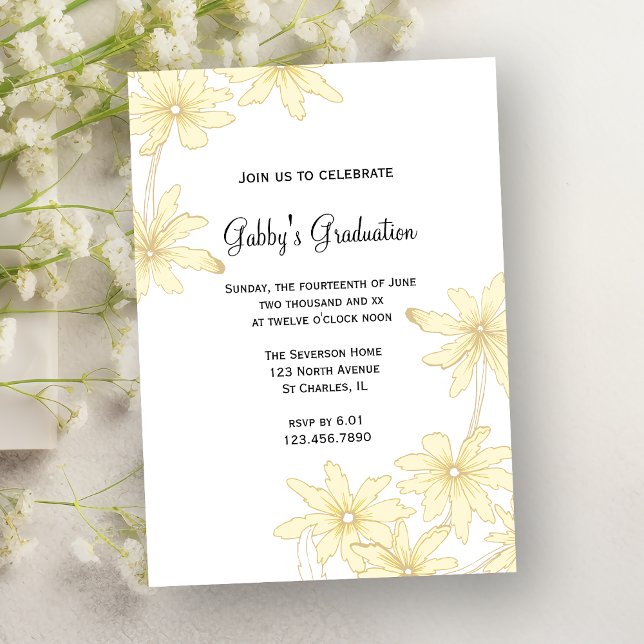 Yellow Daisies Graduation Party Invitations (Creator Uploaded)