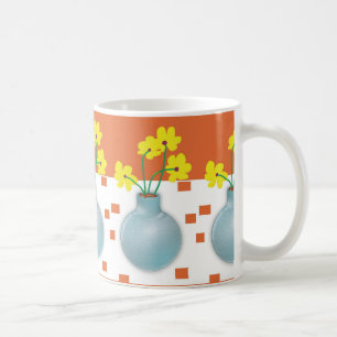 Yellow Daisies in a Blue Vase Coffee Mug