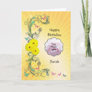 Yellow daisies Photo Card for a birthday