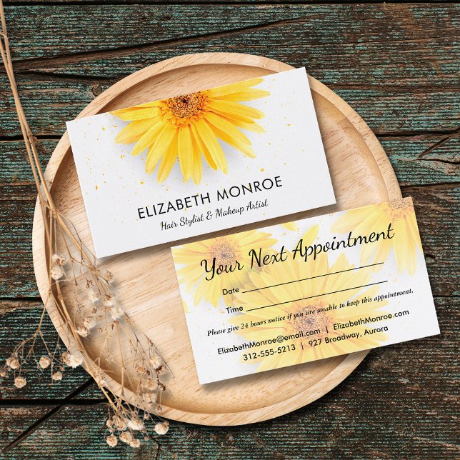 Yellow Daisies Salon Hair Stylist Appointment Card (Creator Uploaded)