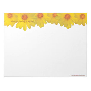 Yellow Daisies, thank you - LARGE Notepad