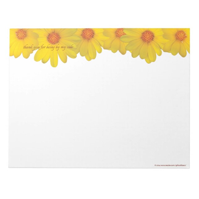 Yellow Daisies, thank you - LARGE Notepad (Front)