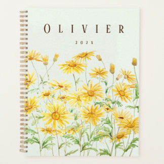 yellow daisies watercolour painting  planner