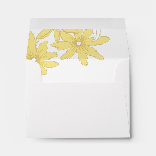 Yellow Daisies Wedding RSVP Response Card Envelopes (Back (Bottom))