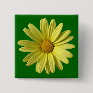 Yellow Daisy 15 Cm Square Badge