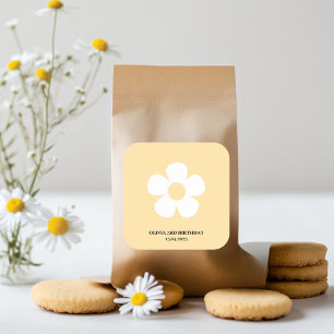 Yellow Daisy Birthday   Elegant Floral Party Square Sticker