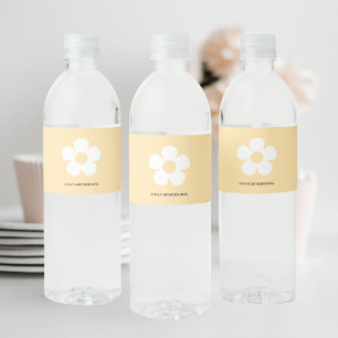 Yellow Daisy Birthday Elegant Floral Party Water Bottle Label