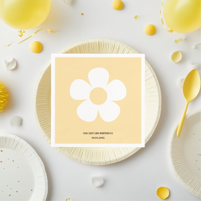 Yellow Daisy Birthday Napkins | Floral Party Table (Creator Uploaded)