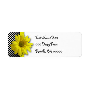 Yellow Daisy Black and White Polka Dots
