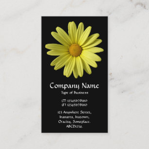 Yellow Daisy - Black Business Card