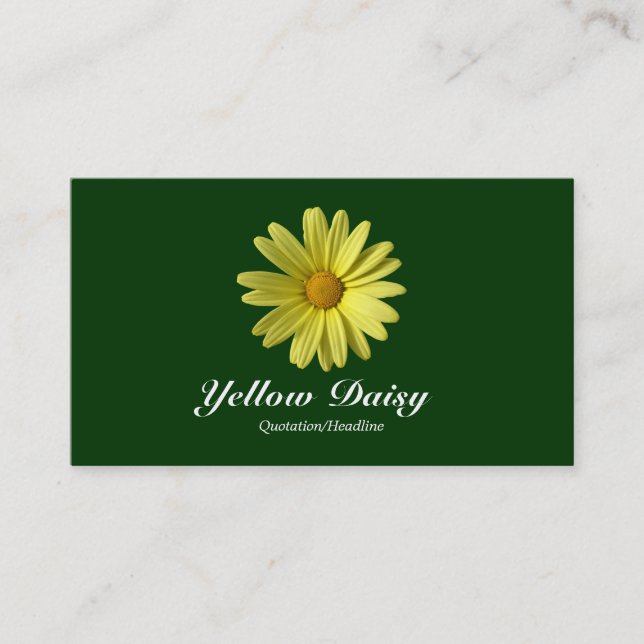 Yellow Daisy - Dark Green Business Card (Front)