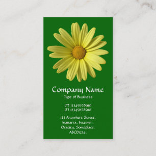 Yellow Daisy - Deep Grass Green Business Card