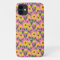 yellow daisy design on pink