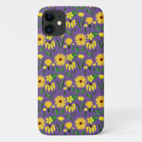 yellow daisy design on purple