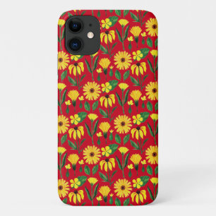 yellow daisy design on red Case-Mate iPhone case