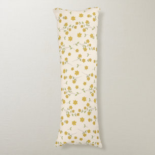 Yellow Daisy Floral Botanical Pattern on Cream Body Cushion
