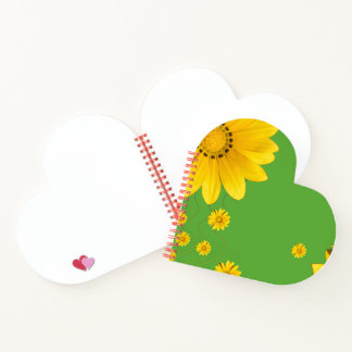 Yellow Daisy Floral Design on Green backround Notebook