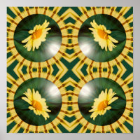 Yellow Daisy Floral Mirror Abstract Art