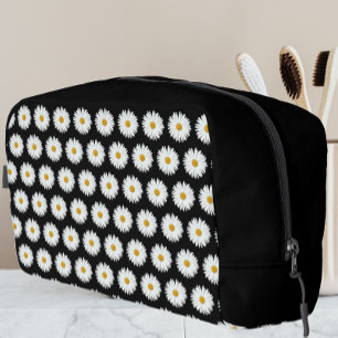 Yellow Daisy Floral Pattern on Black Dopp Kit