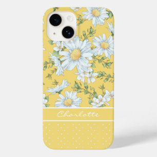 Yellow Daisy Floral Personalised Script Name Case-Mate iPhone 14 Case