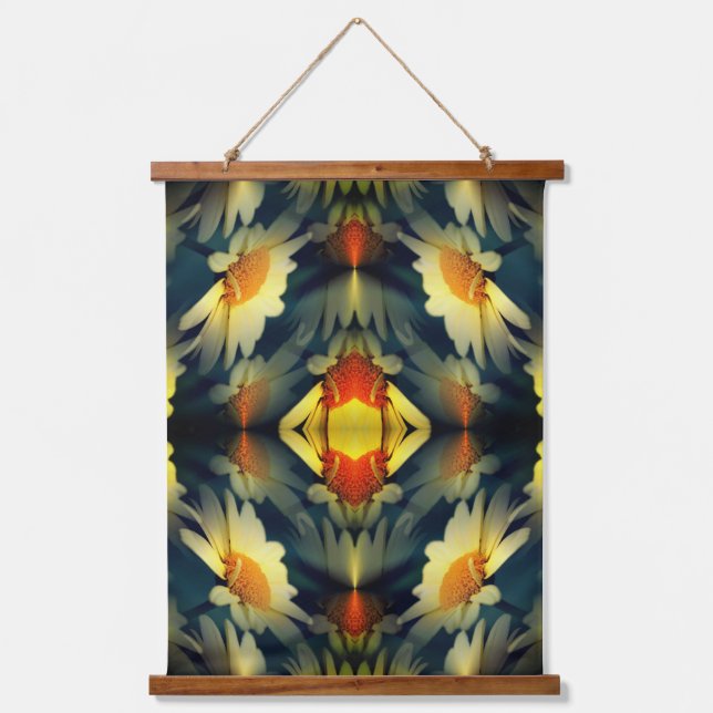 Yellow Daisy Flower Abstract Hanging Tapestry (Front)