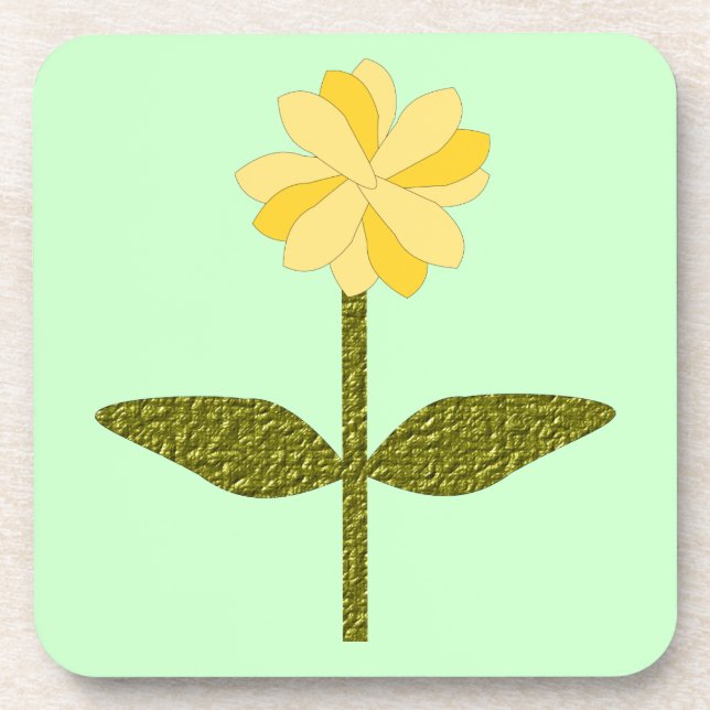 Yellow Daisy Flower Cork Coaster (Front)