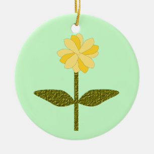 Yellow Daisy Flower Custom Birthday Ceramic Tree Decoration