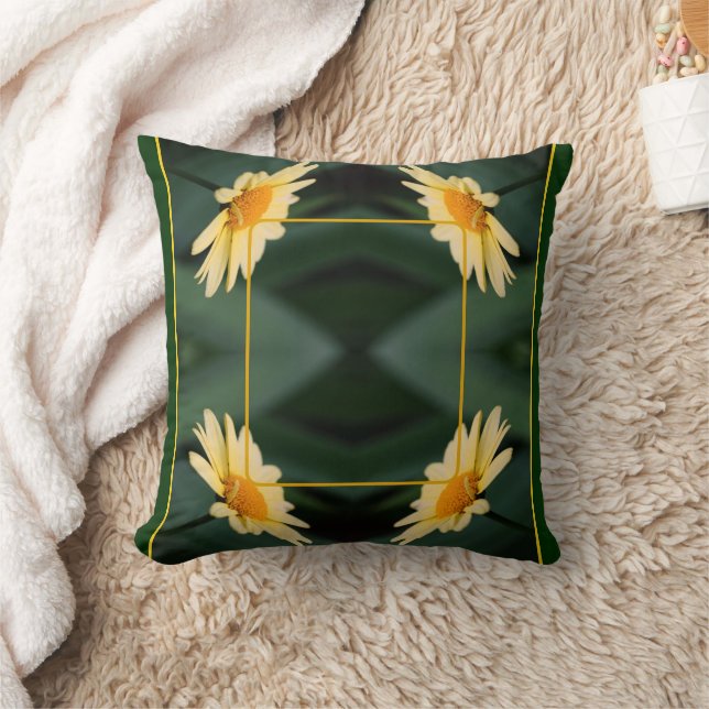 Yellow Daisy Flower Frame Add Your Photo Cushion (Blanket)