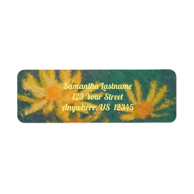 Yellow Daisy Flower Impressionist Painting Address (Front)